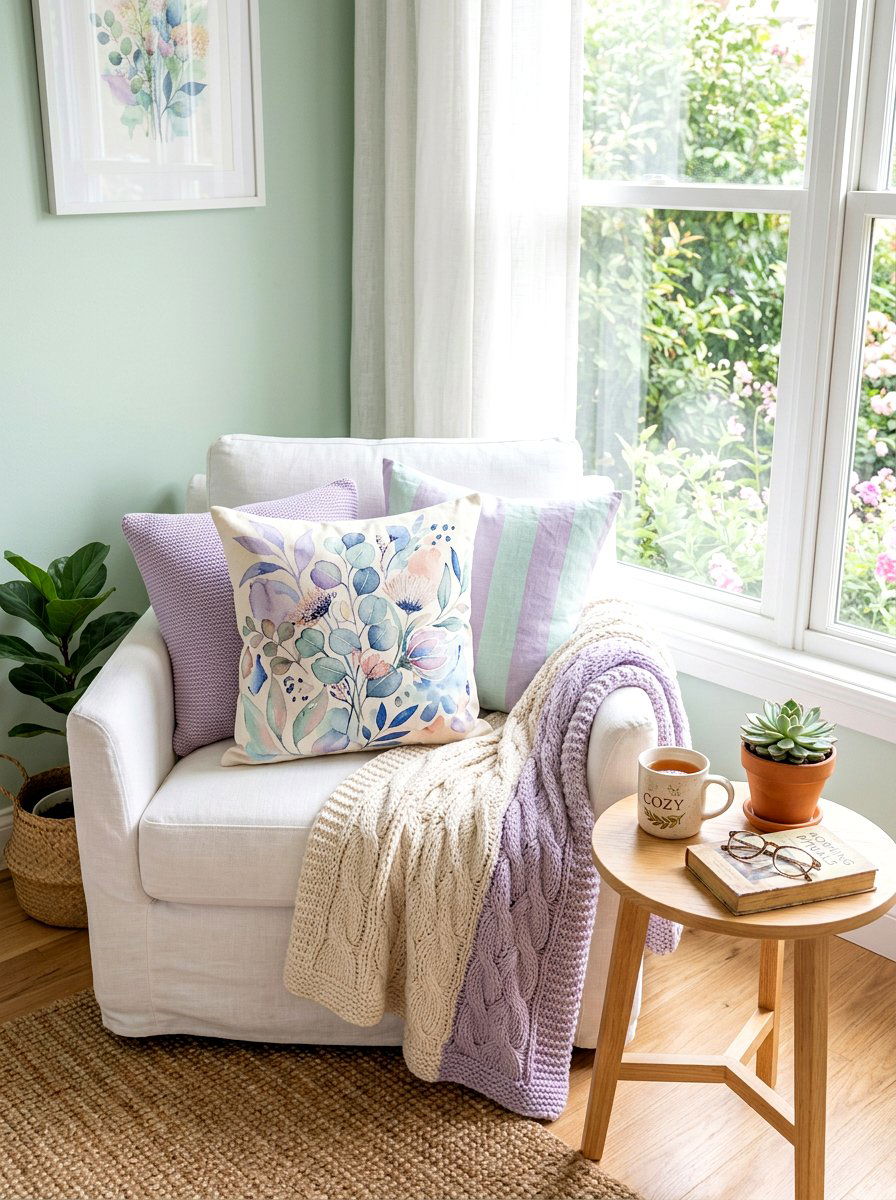 Pastel Watercolor Pillows - 25 Spring Watercolor Decor Ideas