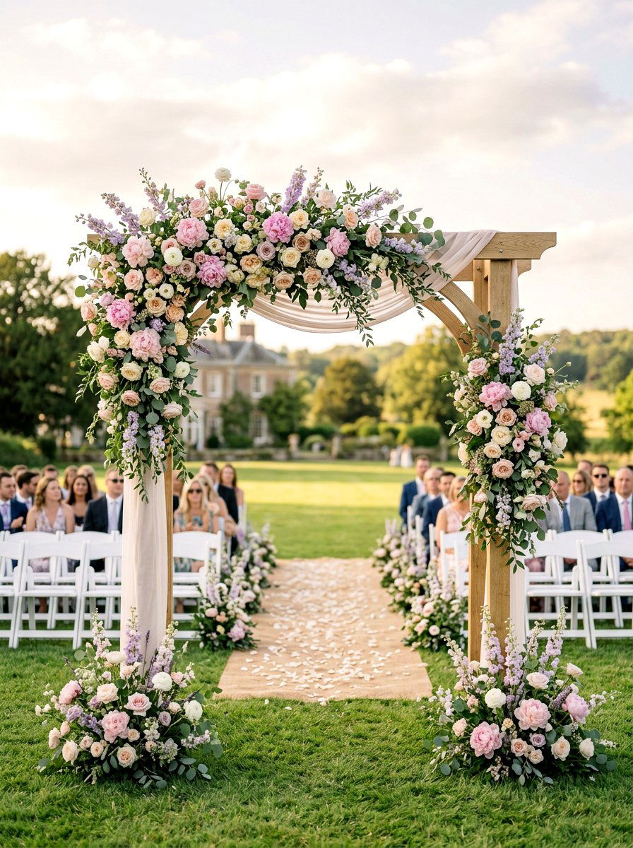 Pastel Wedding Floral Arch - 25 Spring Floral Arch Ideas