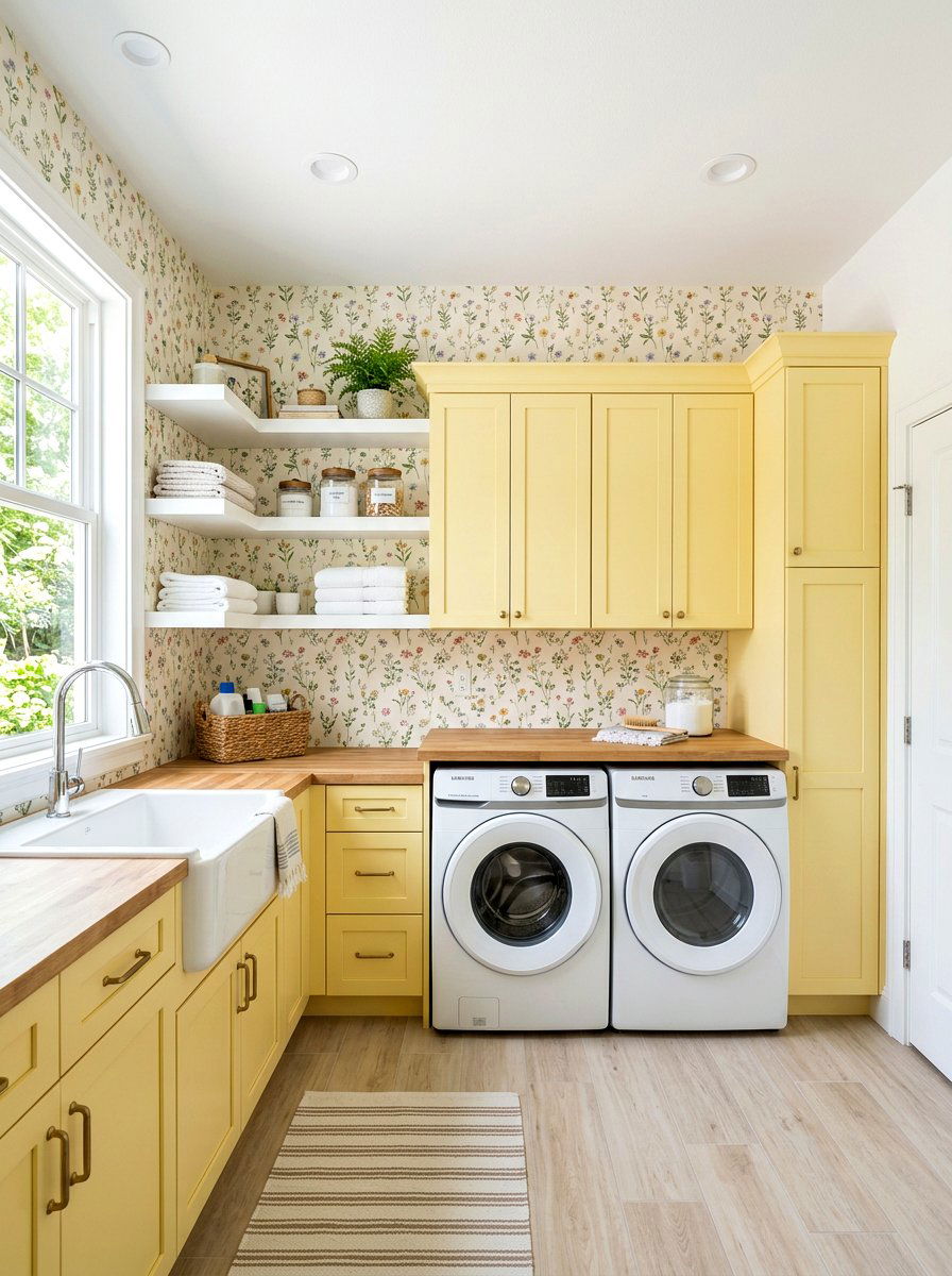 Pastel Yellow Laundry Room - 25 Spring Butter Yellow Decor Ideas