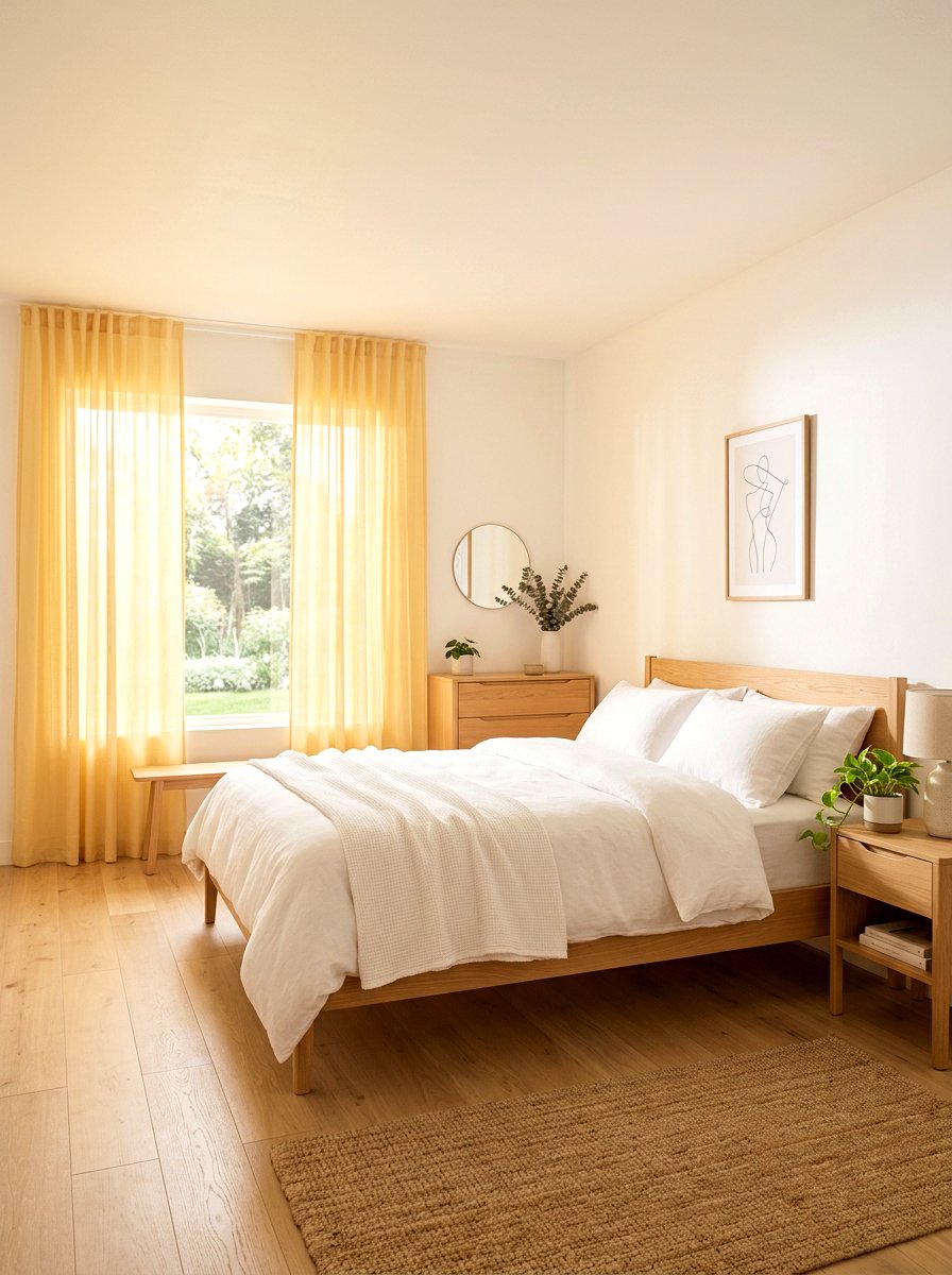 Pastel Yellow Sheers - 25 Spring Bedroom Curtain Ideas