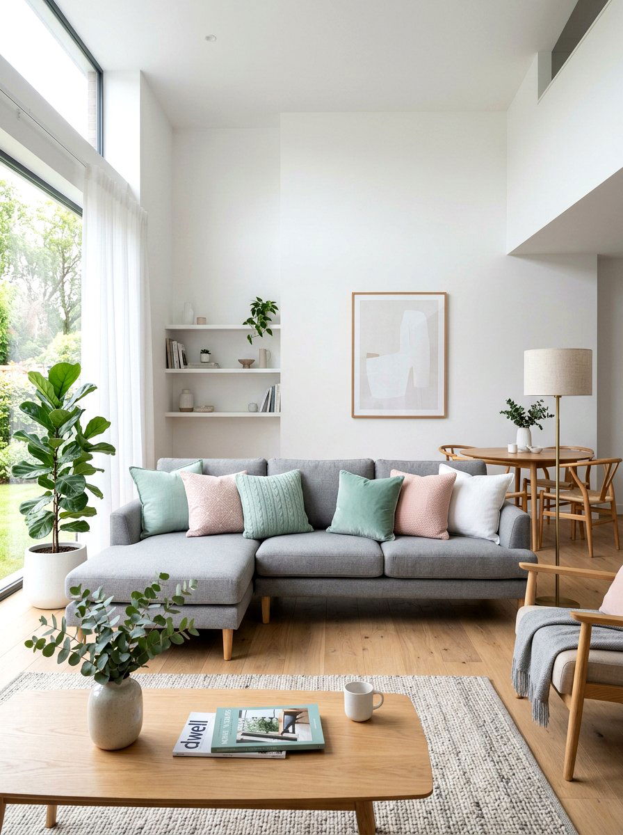 Pastel accent pillows - 25 Spring Living Room Refresh Ideas