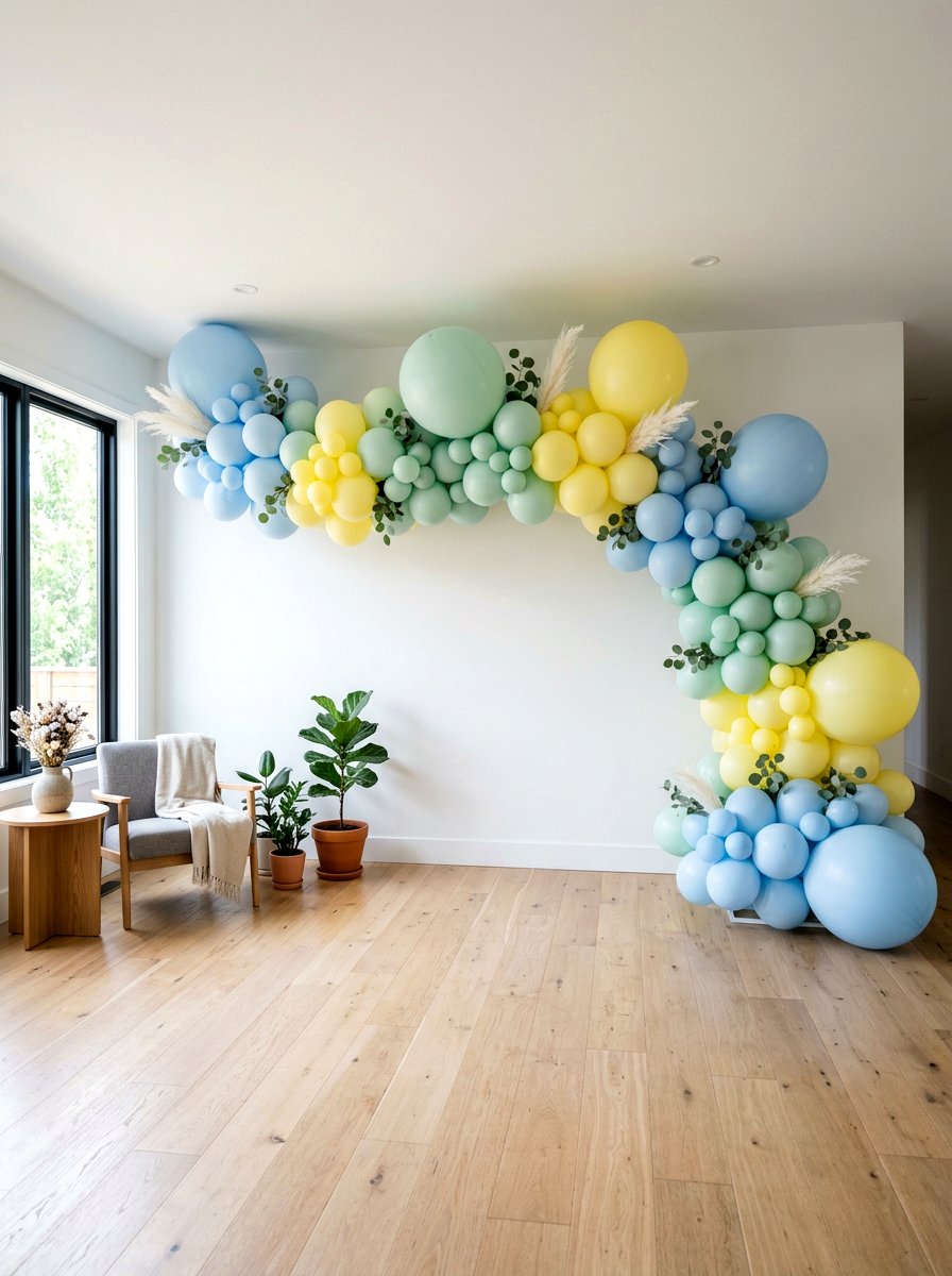 Pastel balloon arch - 25 Spring Balloon Arch Ideas