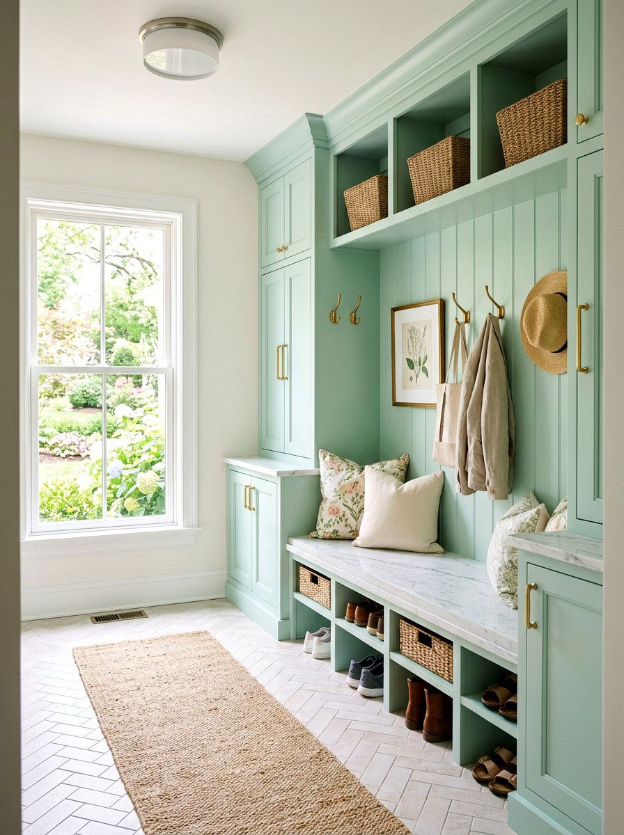 Pastel cabinet - 25 Spring Mudroom Decor Ideas