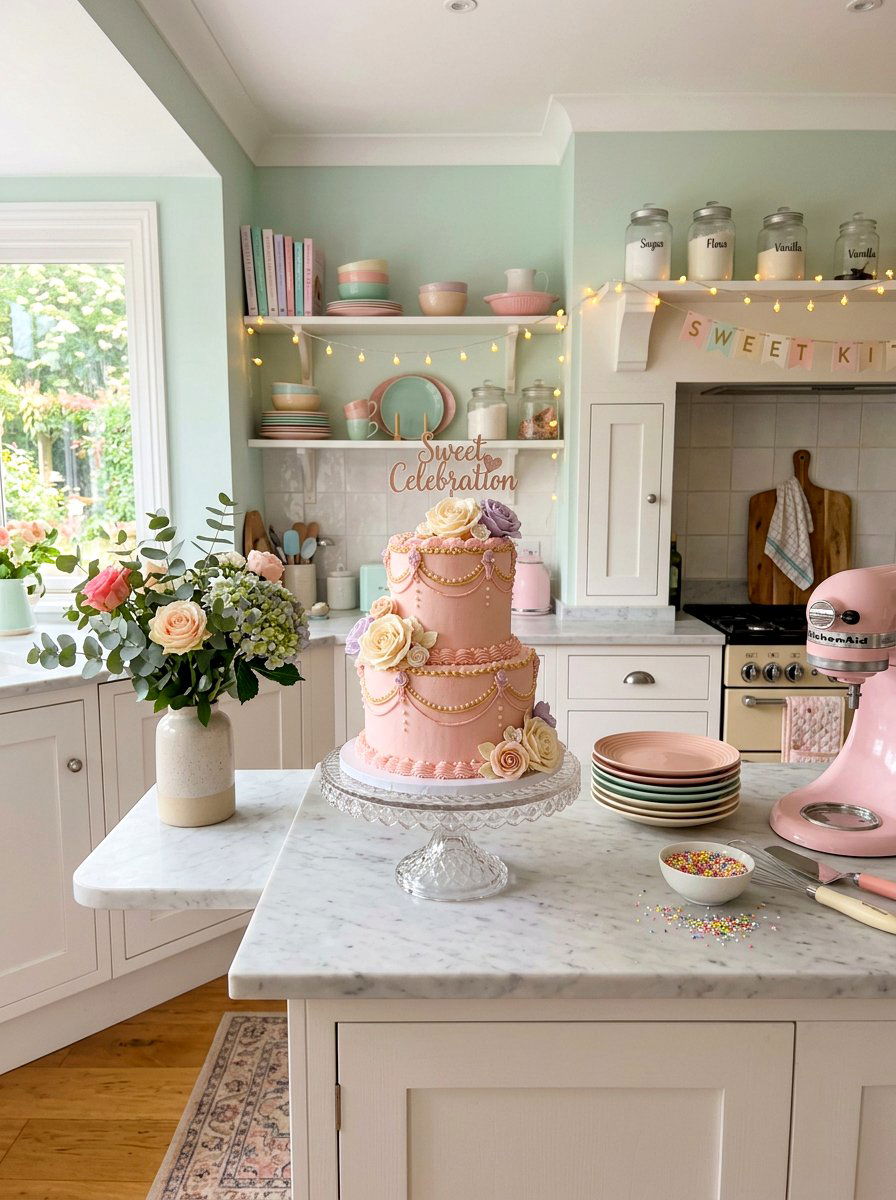 Pastel cake kitchen - 25 Spring Kitchen Counter Decor Ideas