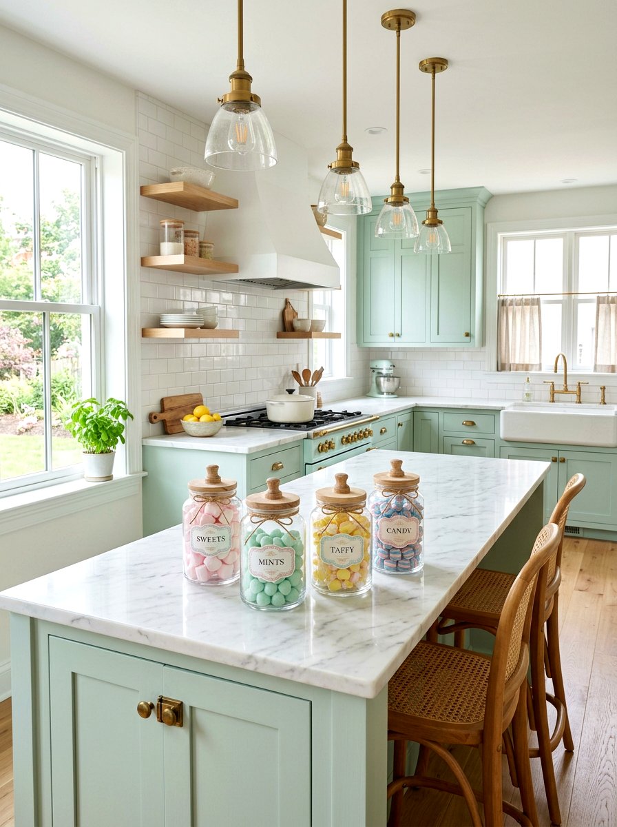 Pastel candy jars for kitchen counter - 25 Spring Candy Jar Ideas