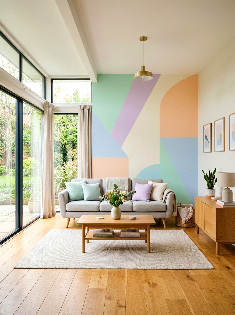 Pastel color block wall - 25 Spring Color Block Decor Ideas