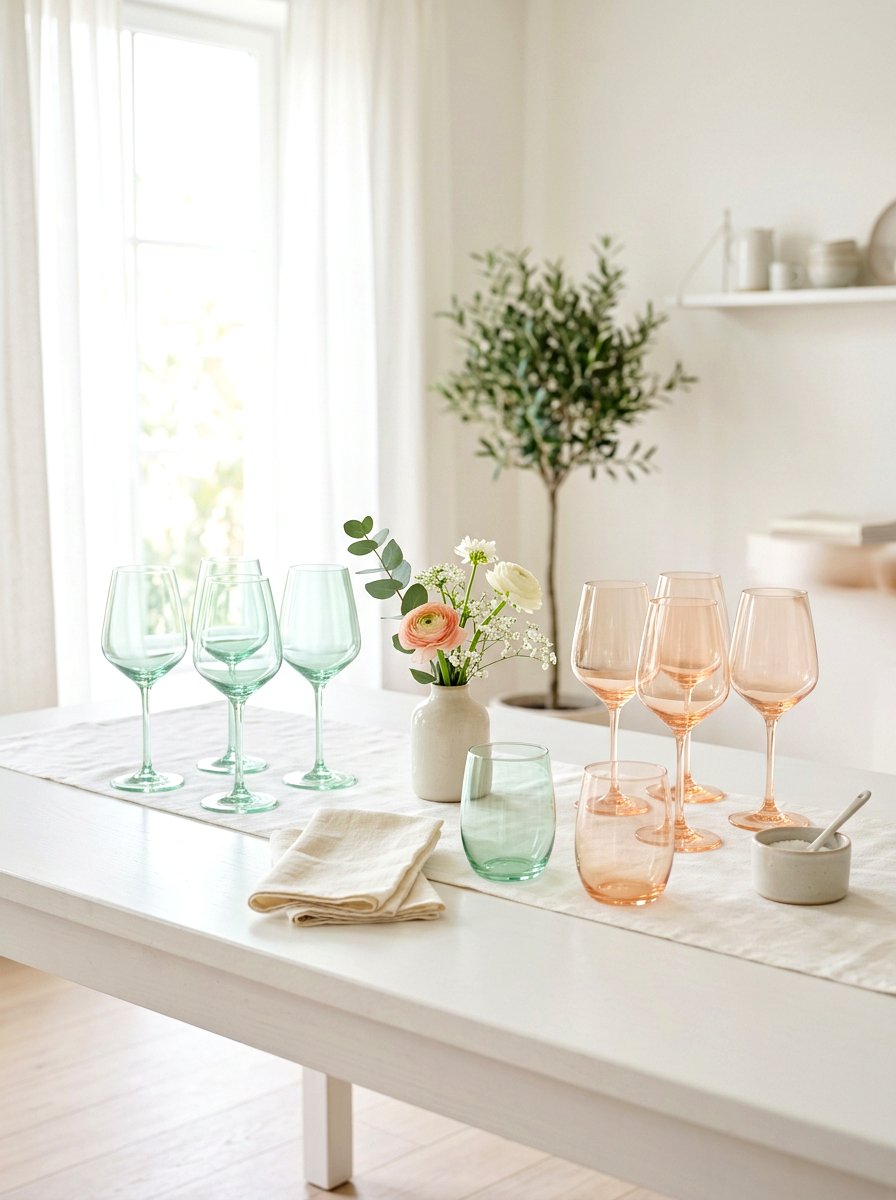 Pastel colored glassware - 25 Spring Rehearsal Dinner Decor Ideas