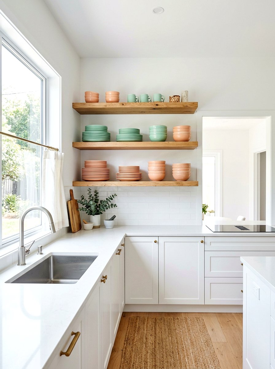 Pastel dishware display - 25 Spring Kitchen Refresh Ideas