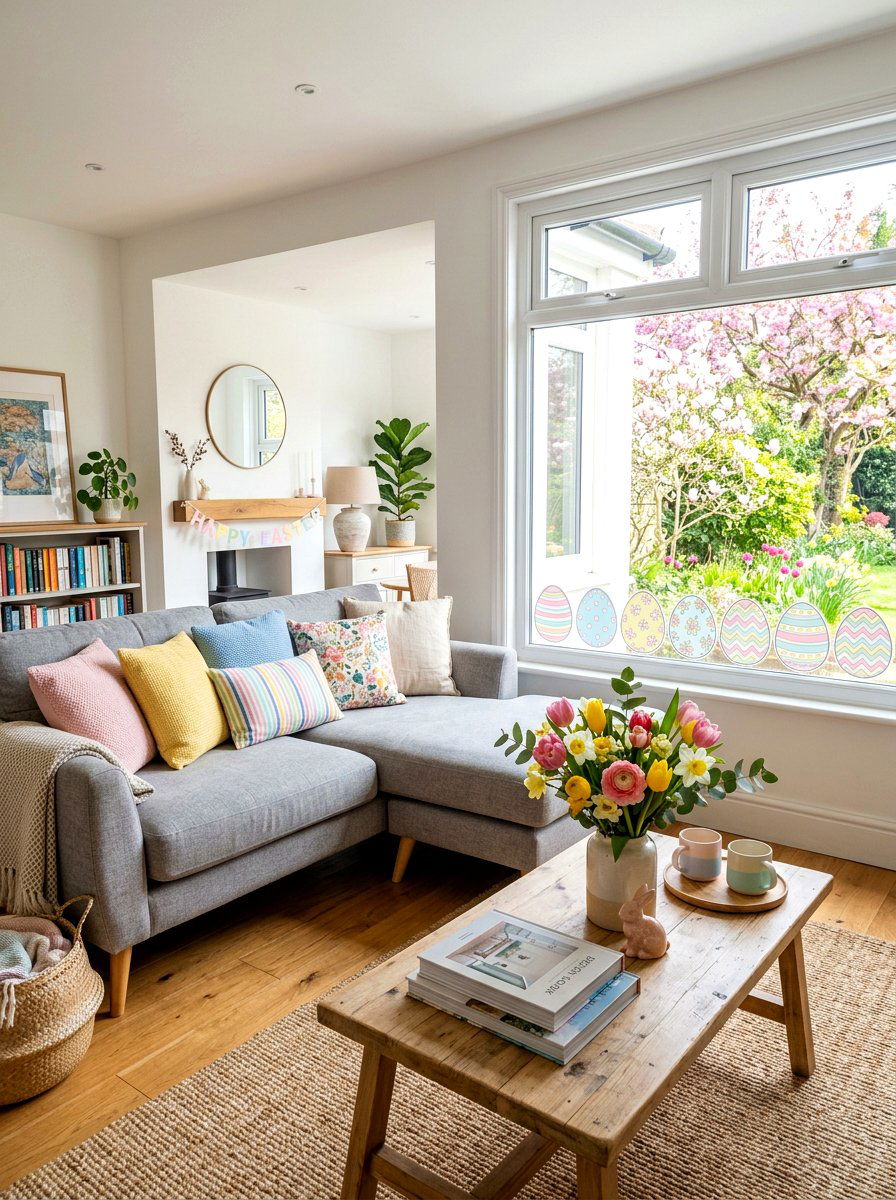 Pastel easter egg window stickers - 25 Spring Window Cling Ideas