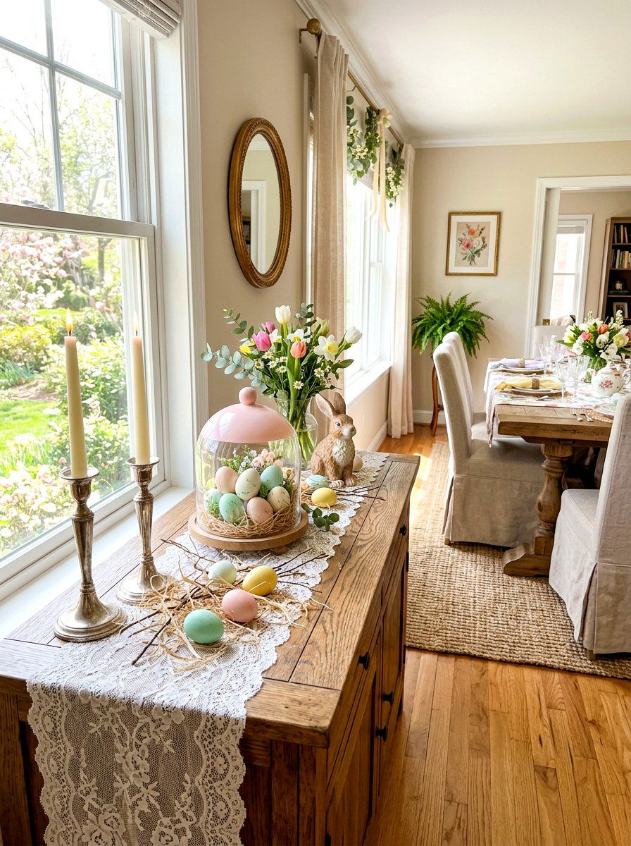 Pastel egg cloche - 25 Spring Bell Jar Decor Ideas