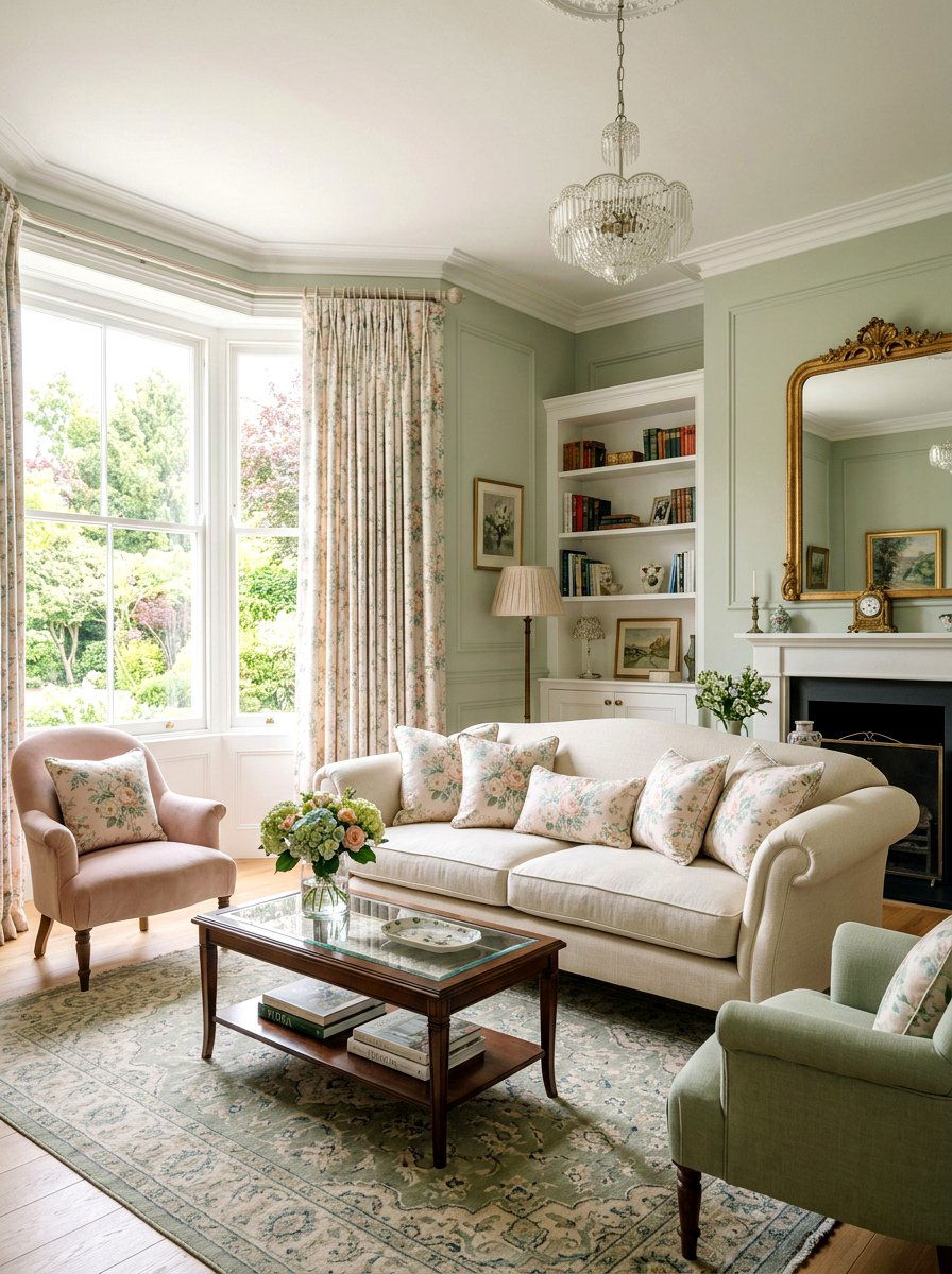 Pastel floral pattern living room - 25 Spring Traditional Decor Ideas