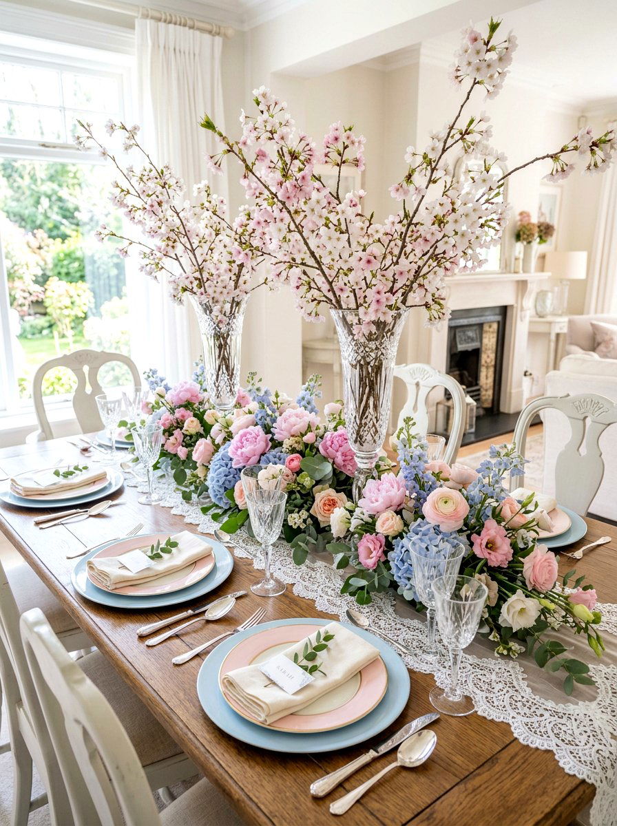 Pastel floral table arrangement - 25 Spring Place Setting Ideas