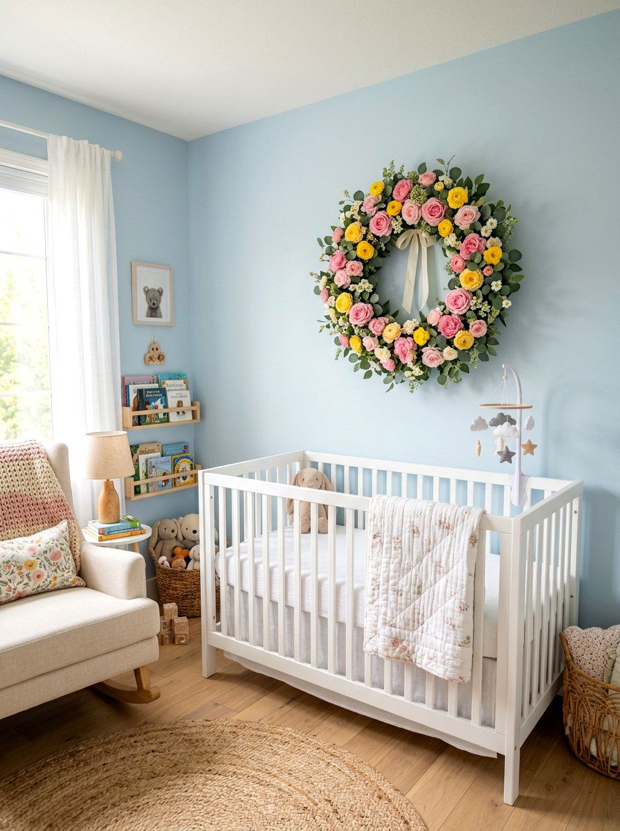 Pastel floral wreath for nursery - 25 Spring Mini Wreath Ideas