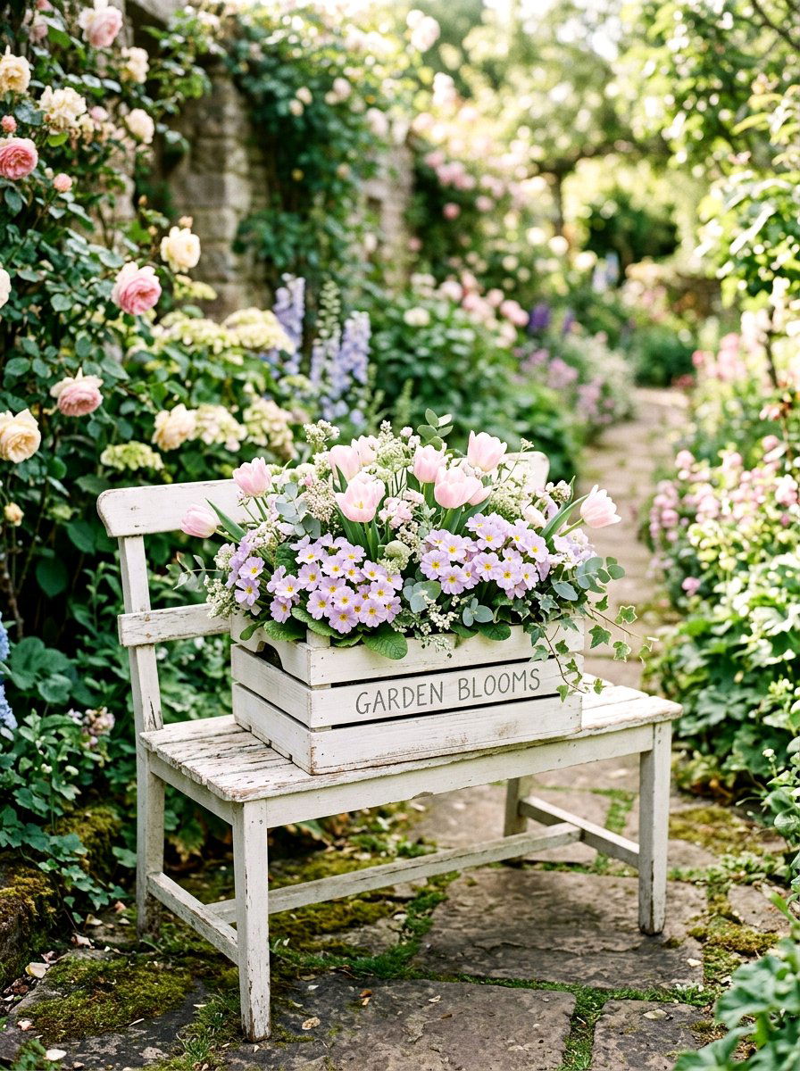 Pastel flower container - 25 Spring Garden Pot Ideas