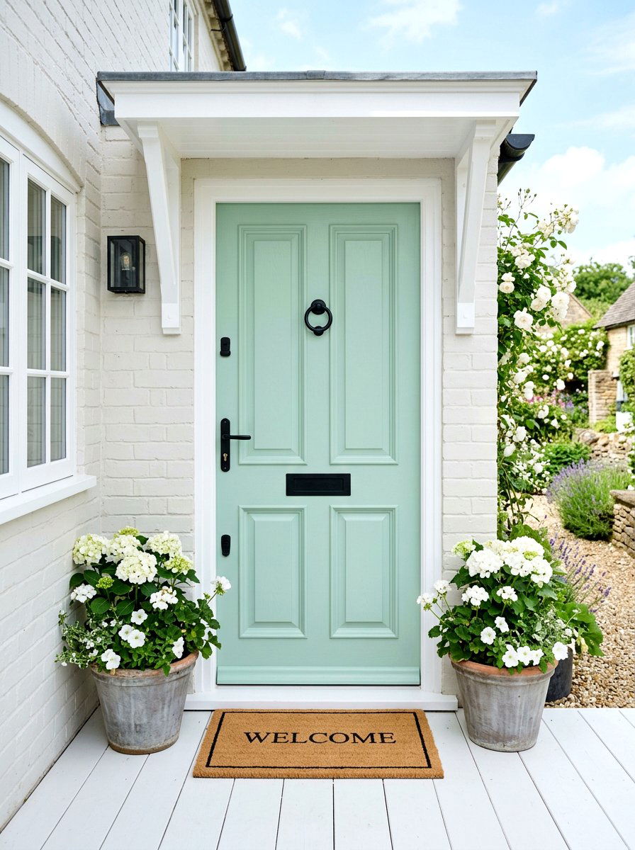 Pastel front door - 25 Outdoor Spring Decor Ideas for Front Porch