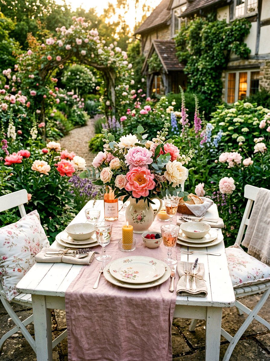 Pastel garden table setting - 25 Spring Cocktail Party Decor Ideas