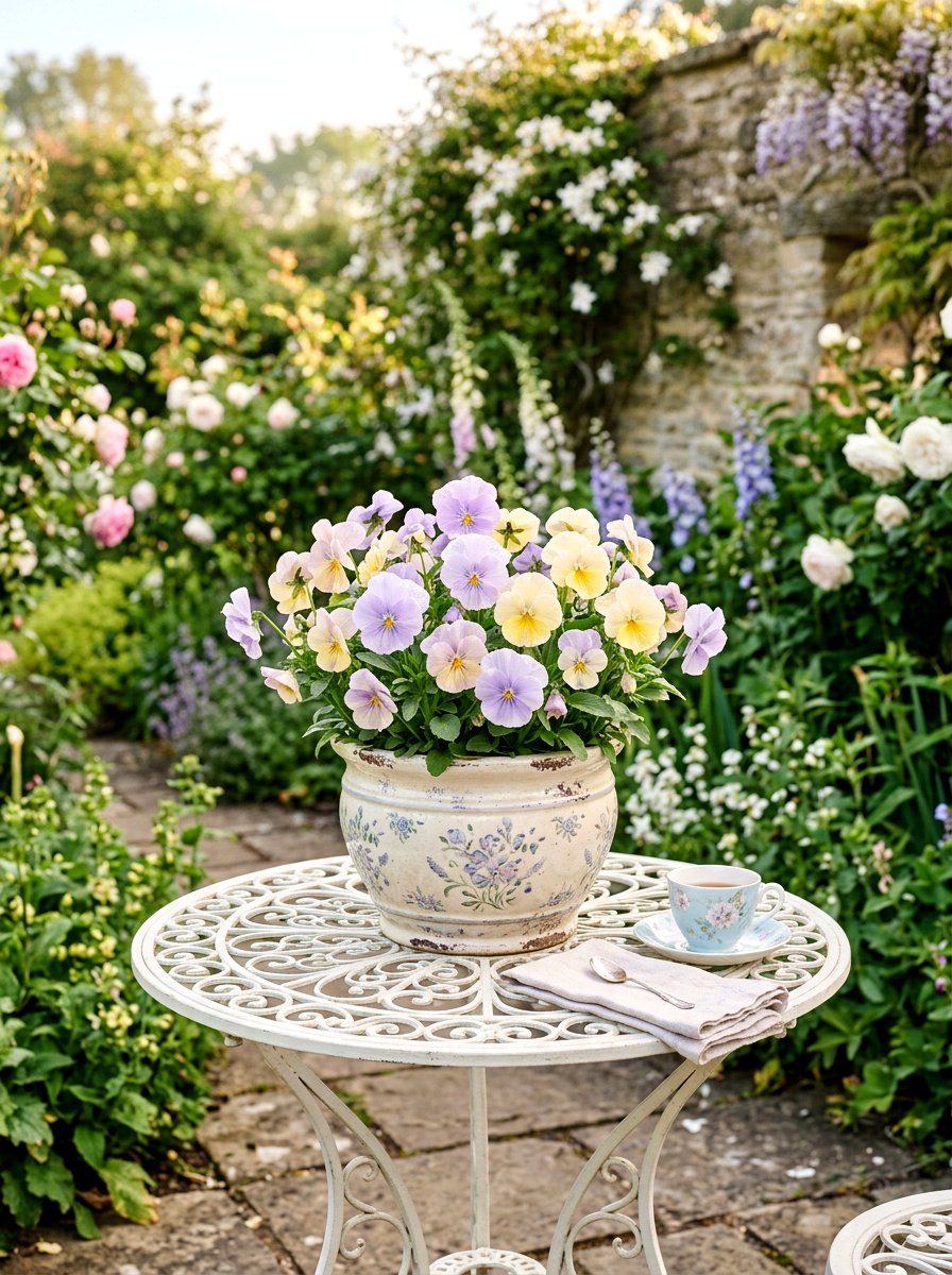 Pastel pansy pot - 25 Spring Planter Ideas