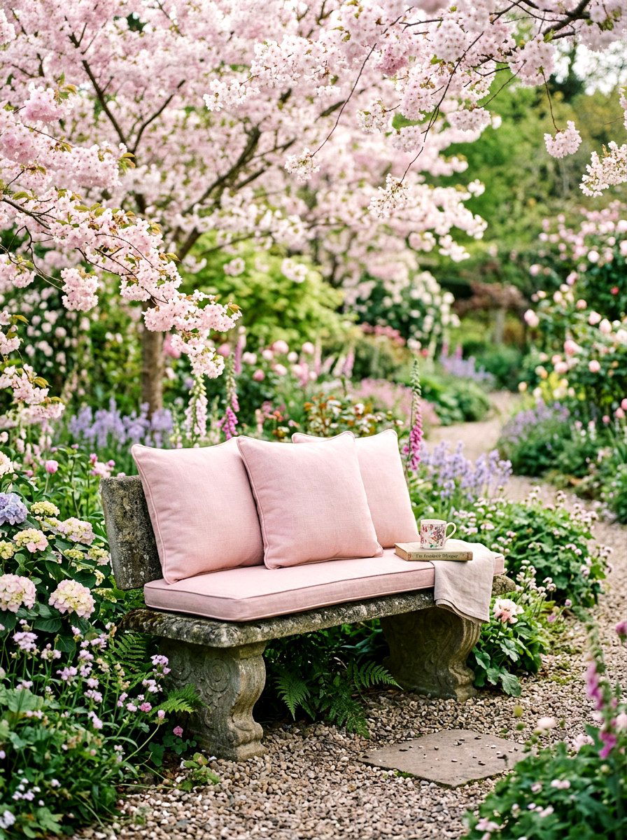 Pastel pink garden cushion - 25 Spring Outdoor Cushion Ideas