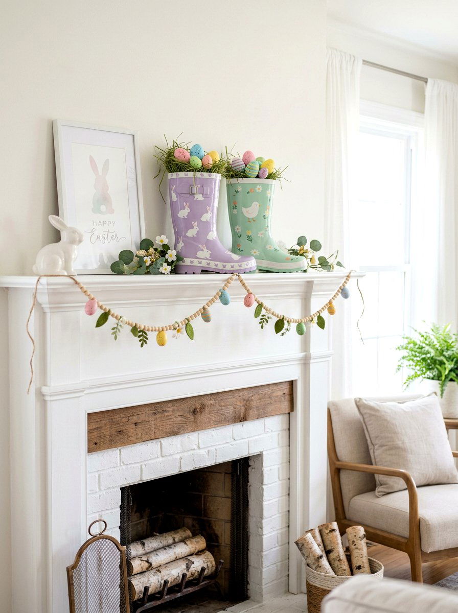 Pastel rain boot easter decor - 25 Spring Rain Boot Decor Ideas