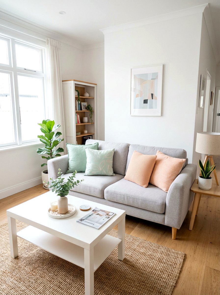 Pastel sofa pillows - 25 Spring Decorating Tips for Small Spaces