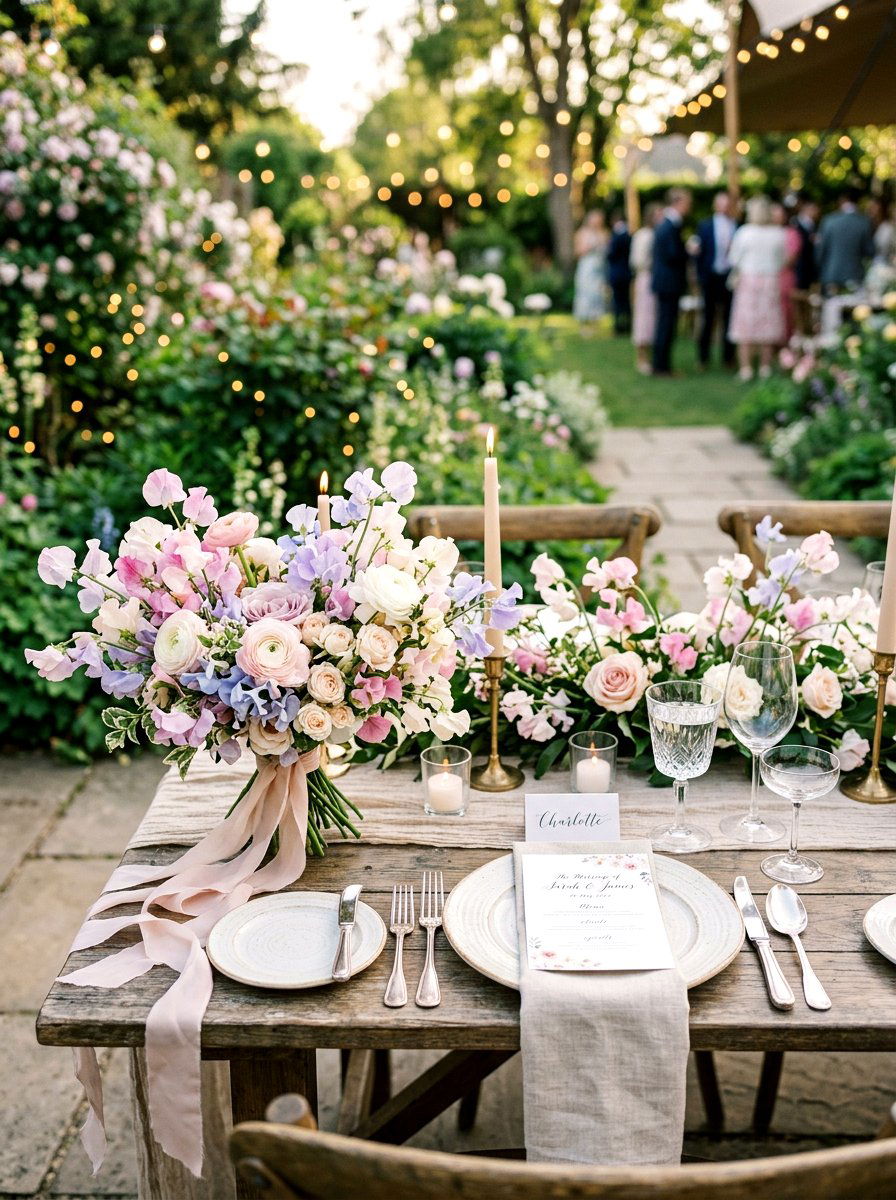 Pastel sweet pea wedding bouquet - 25 Spring Sweet Pea Arrangement Ideas