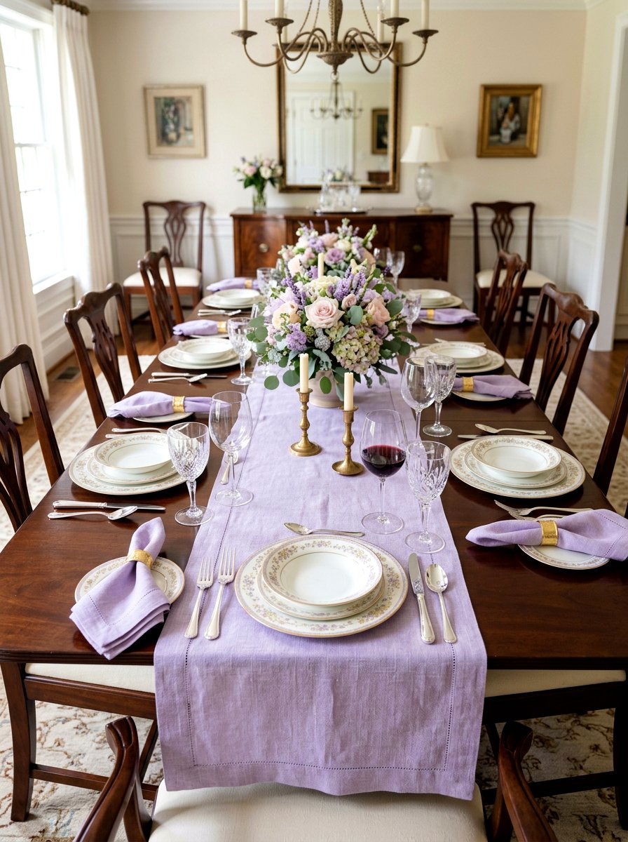 Pastel table setting runner - 25 Spring Traditional Decor Ideas