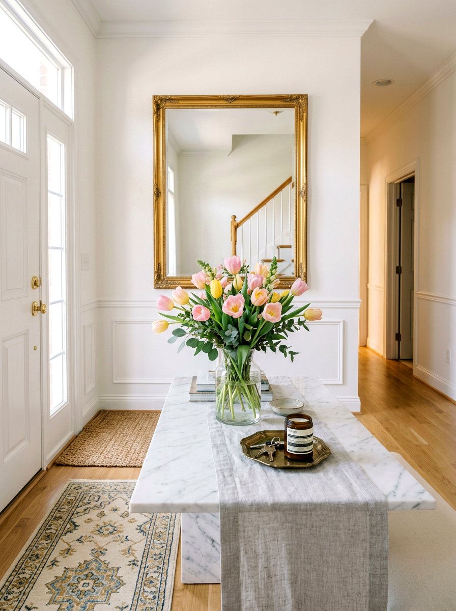 Pastel tulip bouquet - 25 Spring Hallway Table Decor Ideas