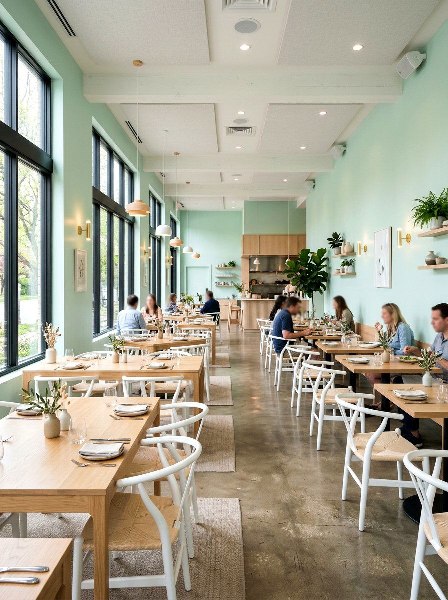 Pastel wall paint - 25 Spring Restaurant Decor Ideas