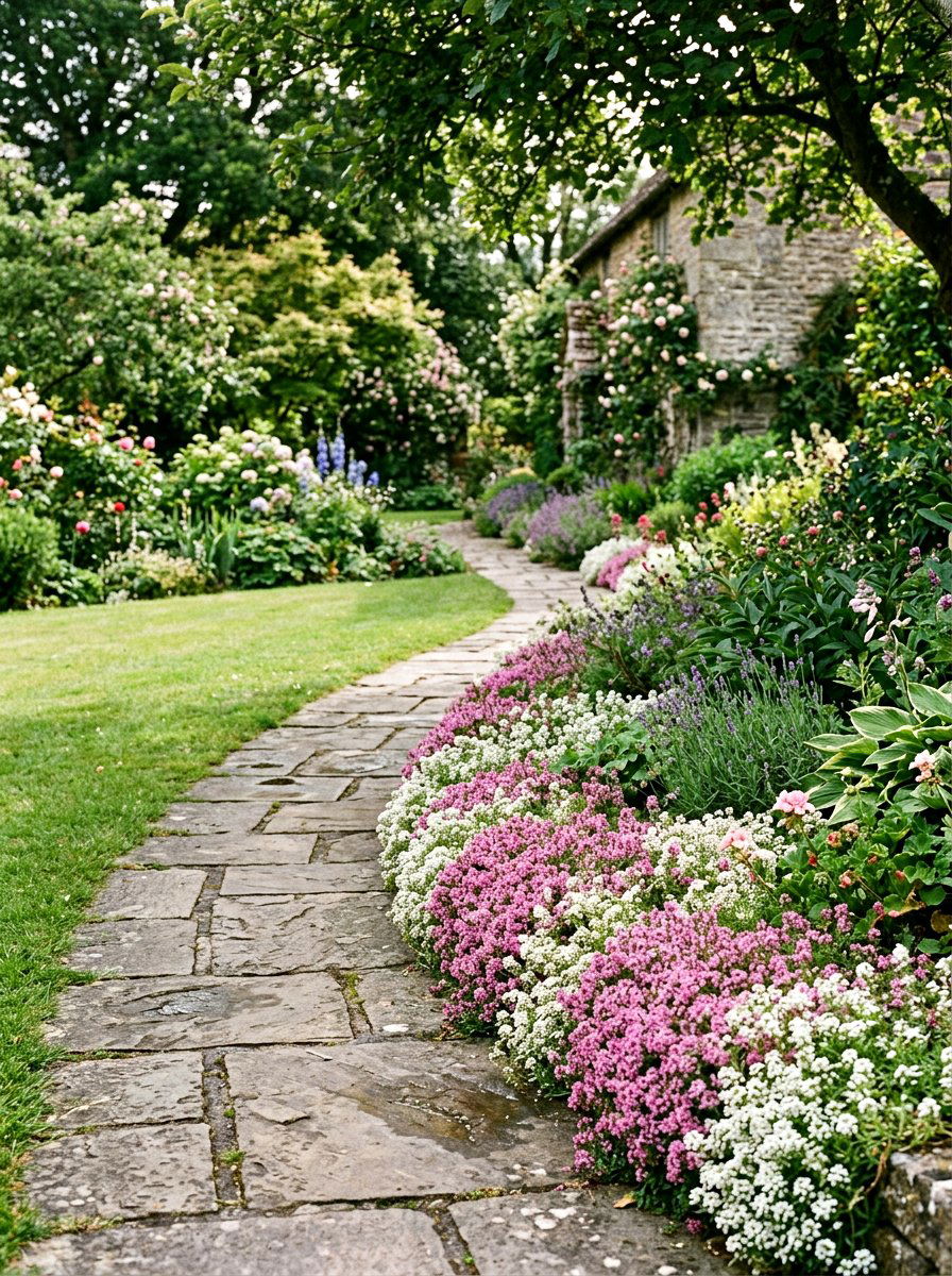 Pathway Flower Border - 25 Spring Flower Bed Ideas