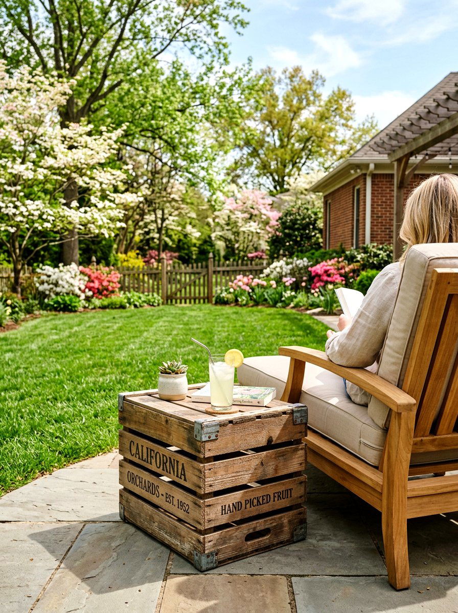 Patio Crate End Table - 25 Spring Vintage Crate Decor Ideas