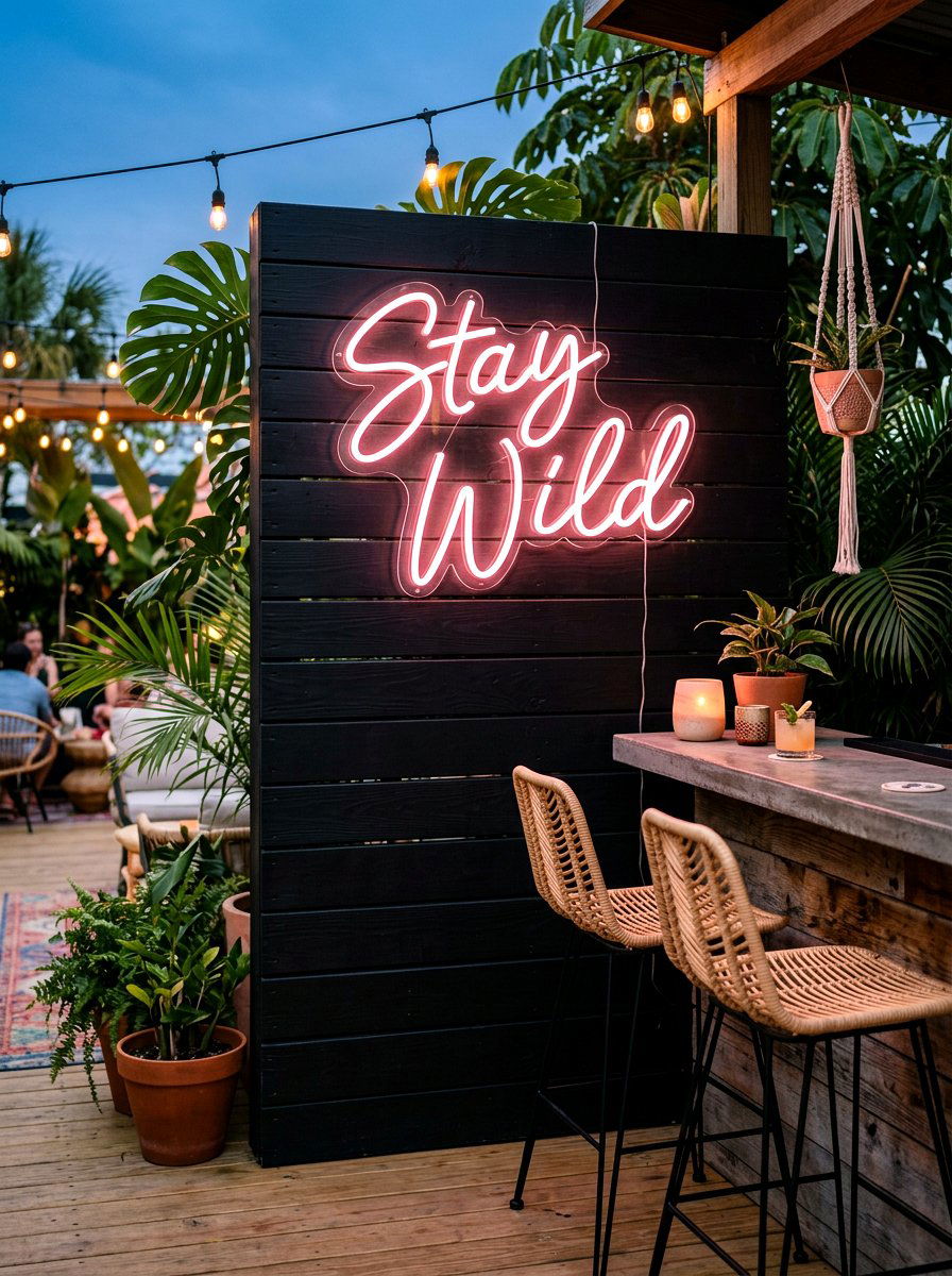Patio Neon Sign - 25 Spring Patio Wall Decor Ideas