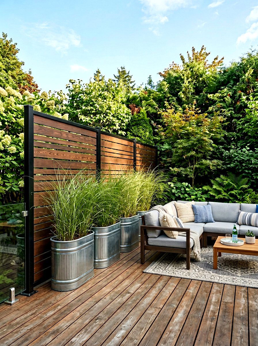 Patio Privacy Screen - 25 Spring Galvanized Tub Planter Ideas