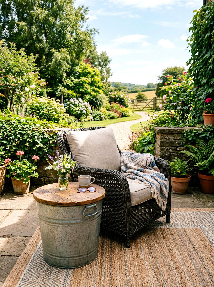 Patio Side Table - 25 Spring Galvanized Tub Decor Ideas