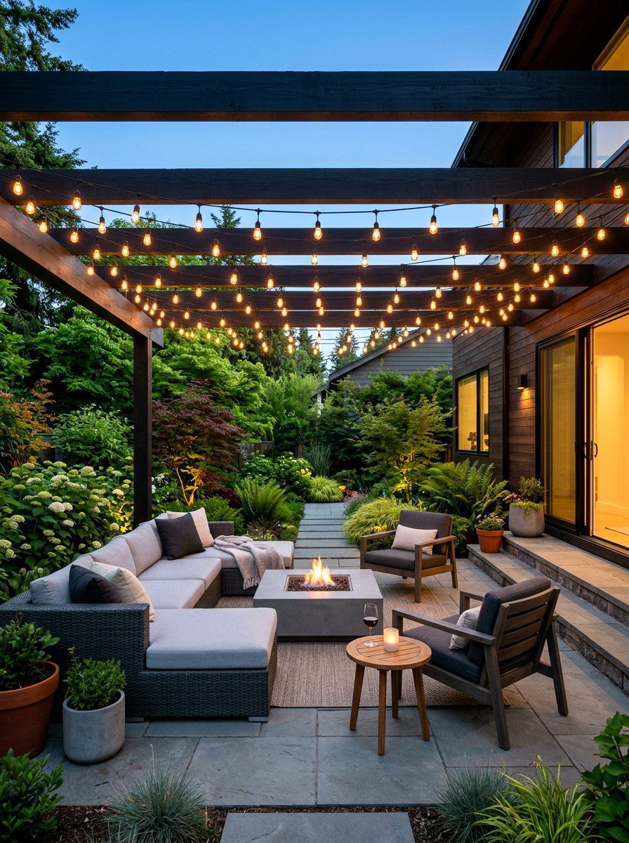 Patio String Light Canopy - 25 Spring String Light Ideas