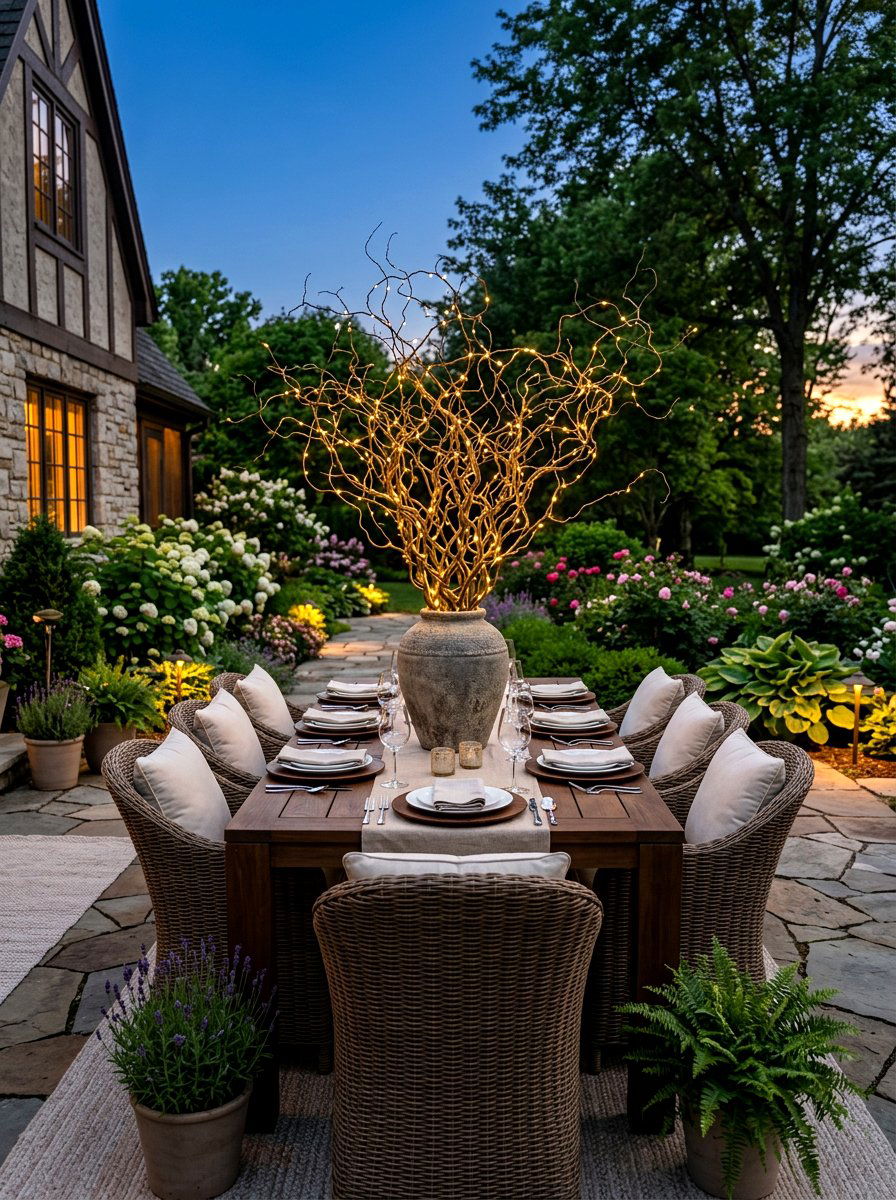 Patio Table Centerpiece - 25 Spring Curly Willow Branch Ideas