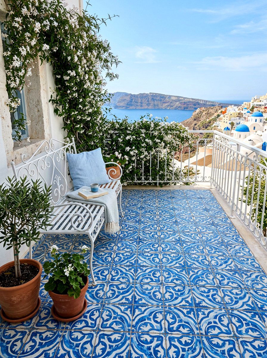 Patterned balcony floor tiles - 25 Spring Balcony Floor Decor Ideas