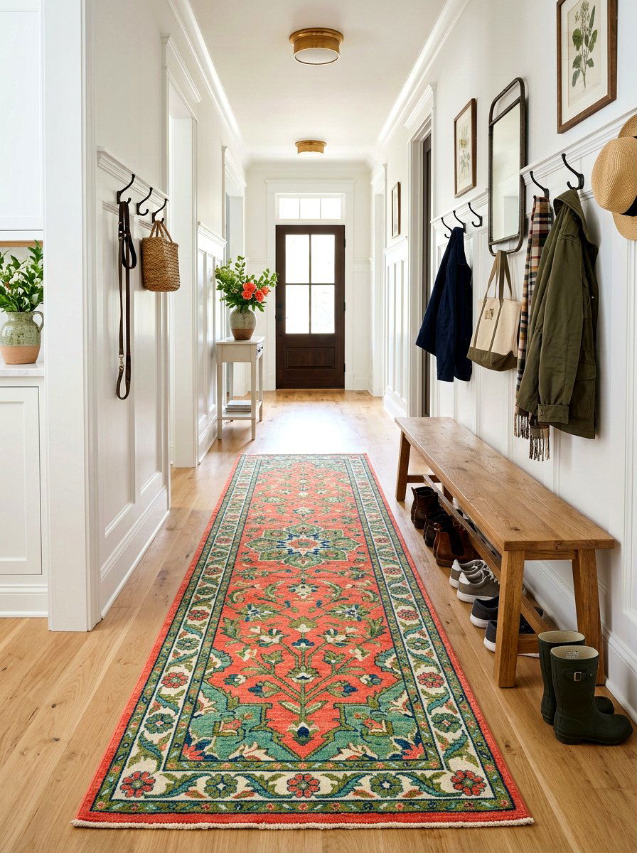 Patterned rug - 25 Spring Mudroom Decor Ideas