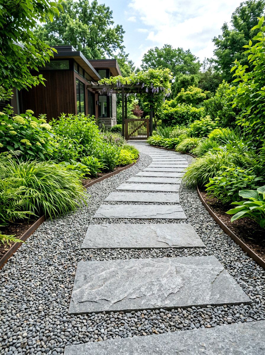 Pea Gravel Path With Pavers - 25 Spring Pathway Decor Ideas