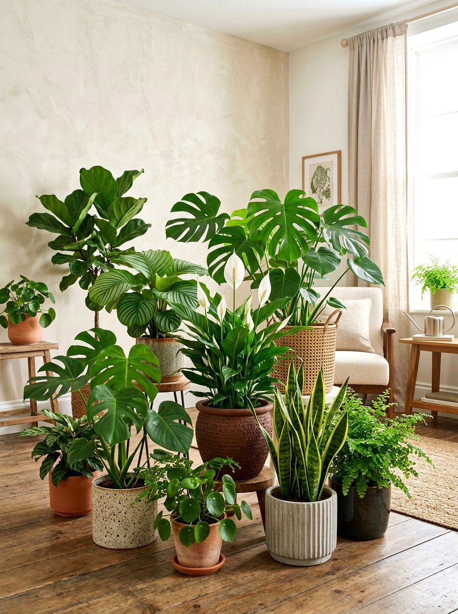 Peace Lily Grouped With Tropical Plants - 25 Spring Peace Lily Ideas