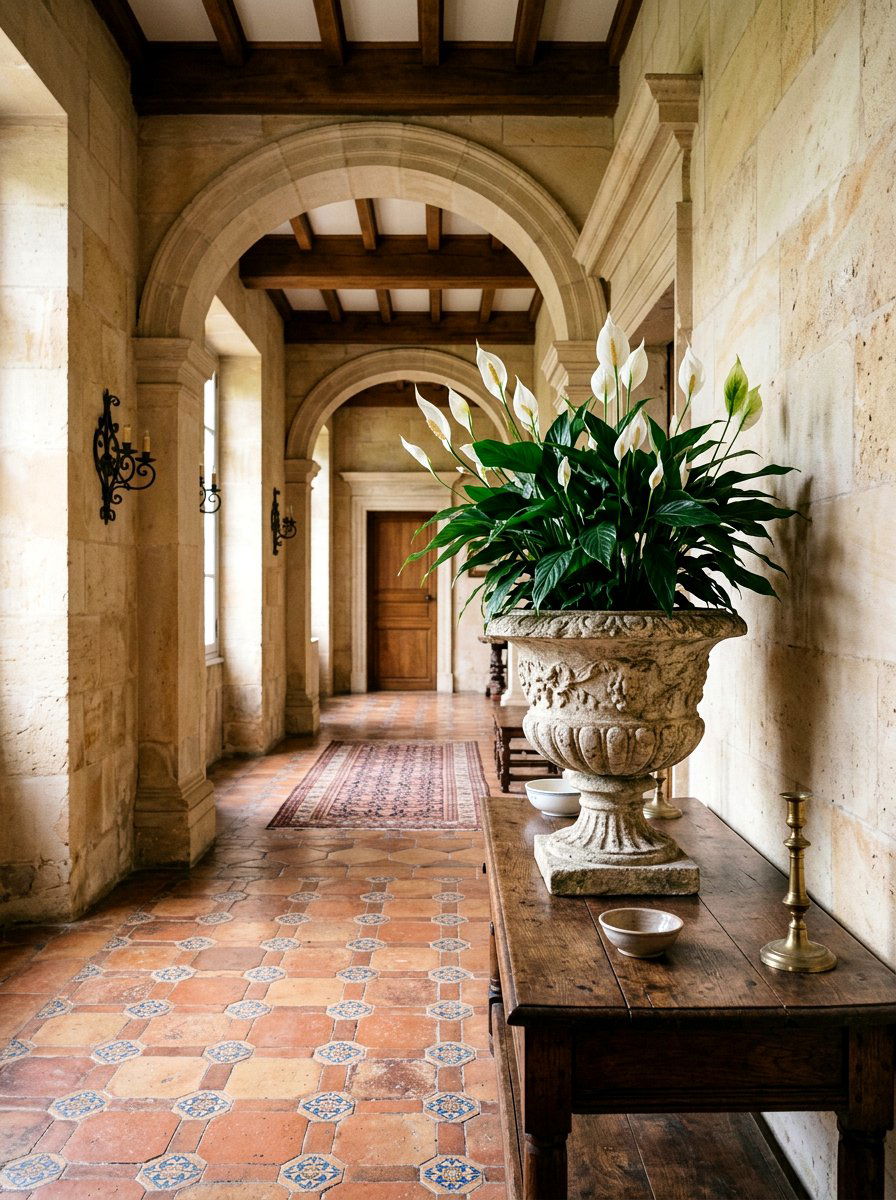 Peace Lily In Vintage Stone Urn - 25 Spring Peace Lily Ideas