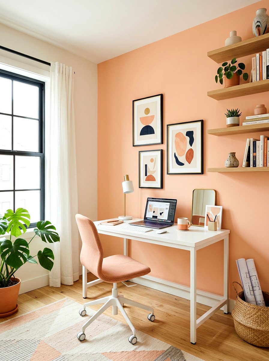 Peach Accent Wall - 25 Spring Peach Decor Ideas