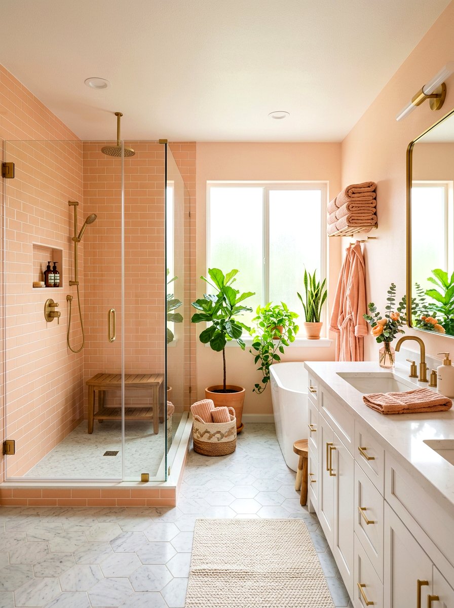 Peach Bathroom - 25 Spring Peach Decor Ideas
