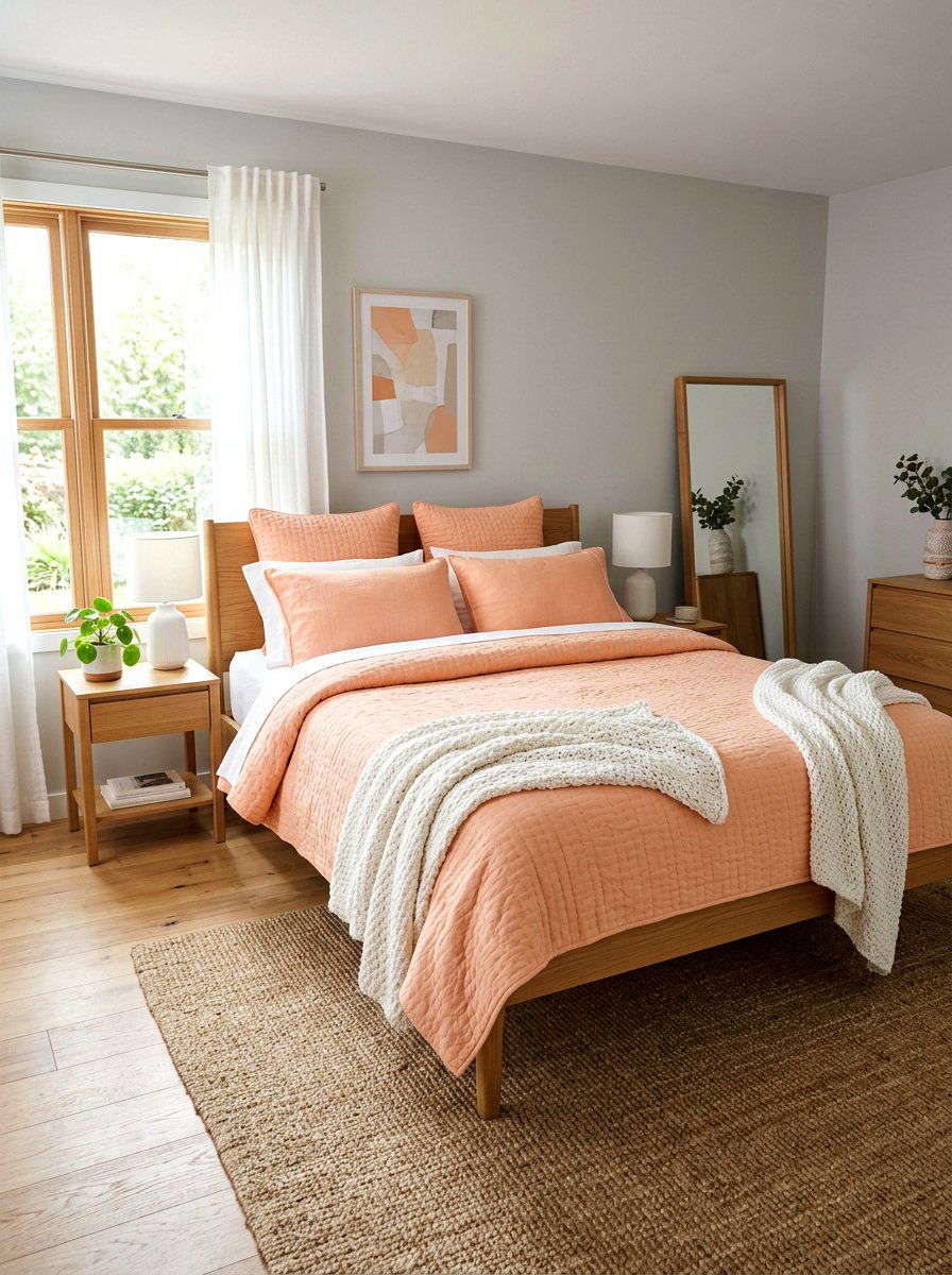 Peach Bedding Set - 25 Spring Peach Decor Ideas
