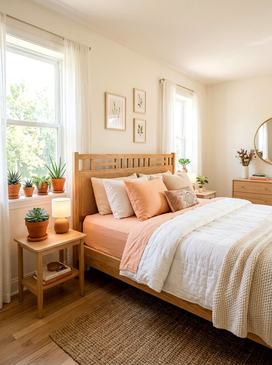 Peach Bedroom Decor - 25 Spring Bed Frame Decor Ideas