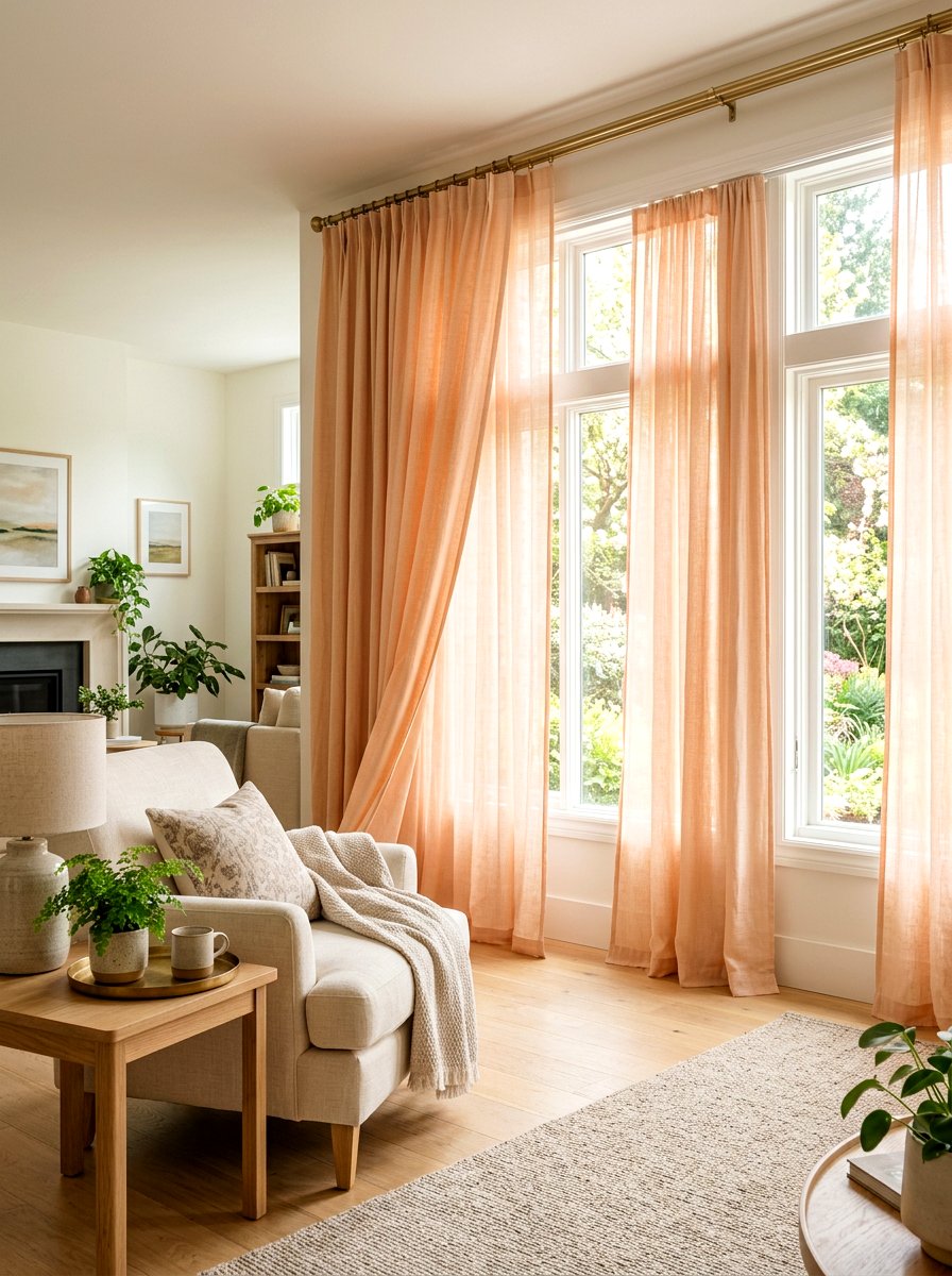 Peach Curtains - 25 Spring Peach Decor Ideas