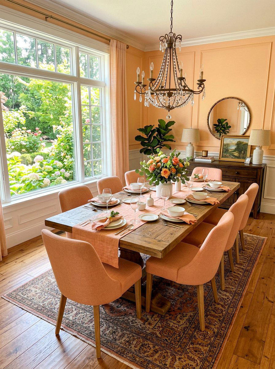 Peach Dining Room - 25 Spring Peach Decor Ideas