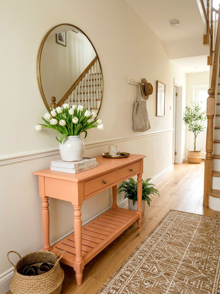 Peach Entryway Table - 25 Spring Painted Furniture Ideas