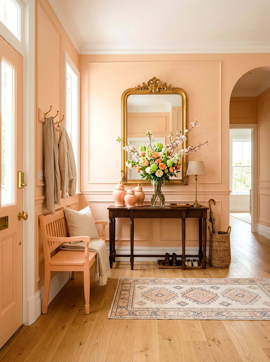 Peach Entryway - 25 Spring Peach Decor Ideas