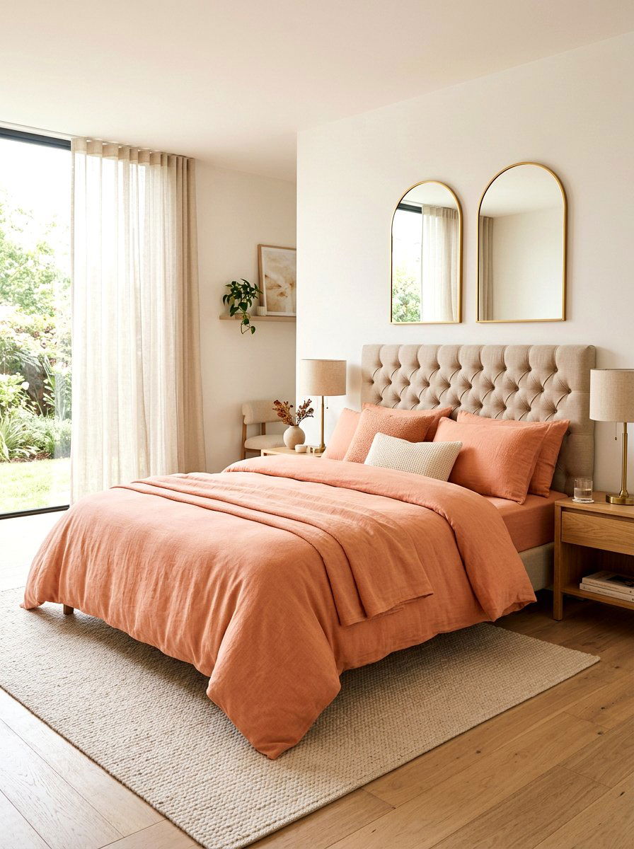 Peach Fuzz Bedding - 25 Spring Bedroom Linen Ideas