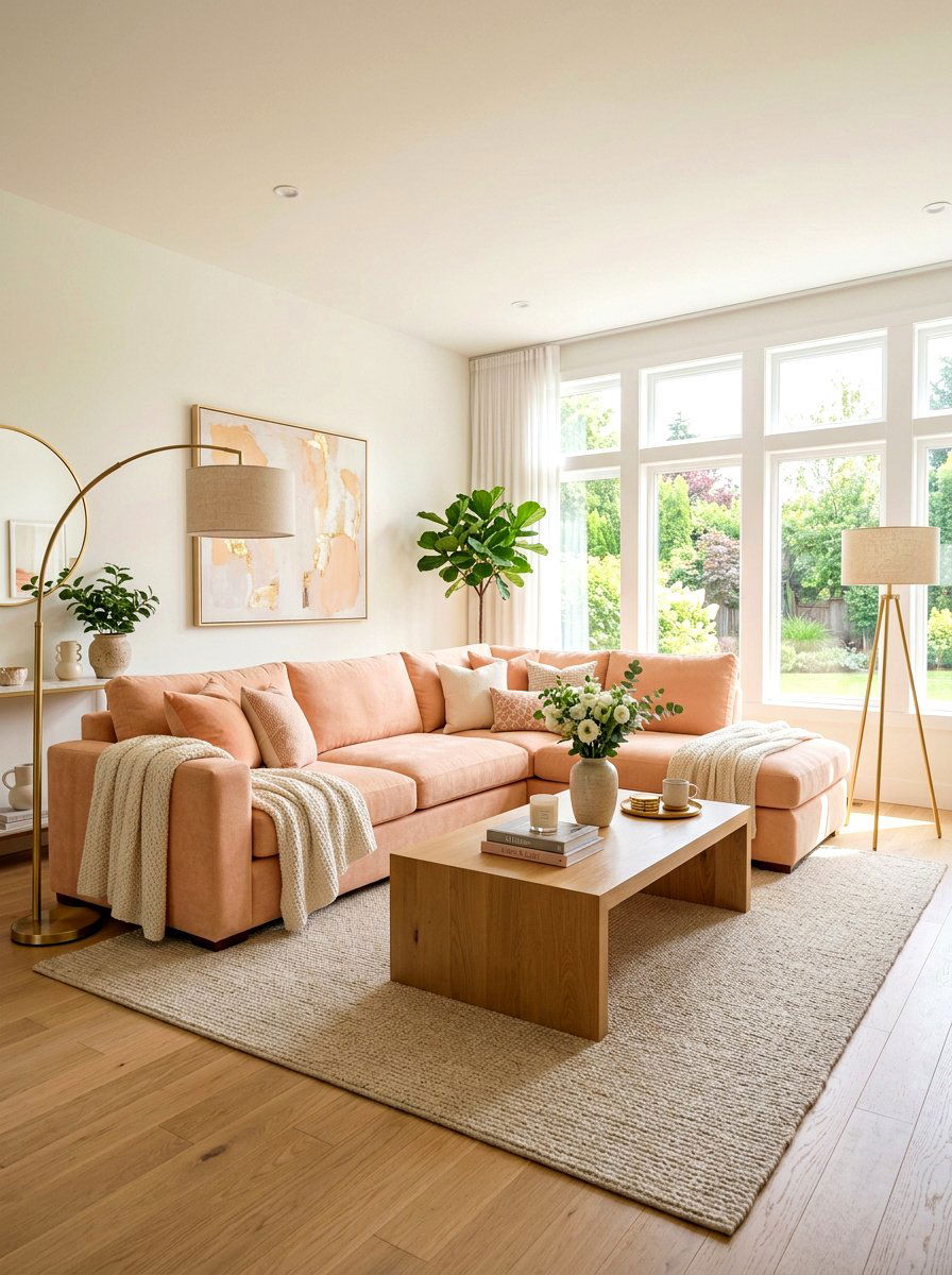 Peach Living Room - 25 Spring Peach Decor Ideas